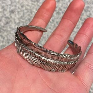 Silver Feather Cuff Bracelet, from Elegatto